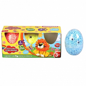 Набор шарикового крупнозернистого пластилина 3 цветов в яйцах, с глазками, не застывает (MultiArt, 1045S-3PD (96))